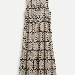 Vestido largo con estampado Olive Flower Black