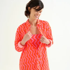 Camisa playera con estampado Wave Red & Pink