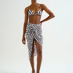 Pareo con estampado Wave Black & White