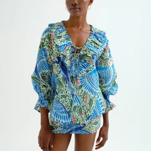 Top playero con estampado Parrot