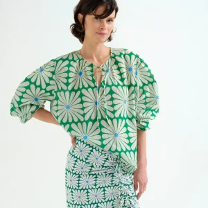 Top playero con estampado Olive Flower Green