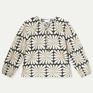 Top playero con estampado Olive Flower Black