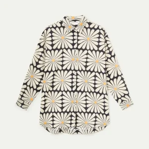 Camisa playera con estampado Olive Flower Black