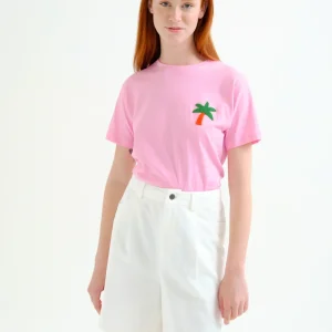 Camiseta con bordado de palmera