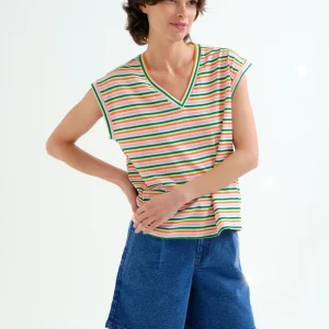 Camiseta con estampado de raya especial multicolor