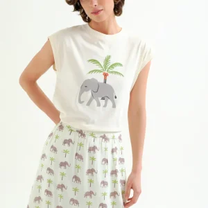 Camiseta con estampado Elefante y Palmera