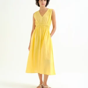 Vestido midi 100% algodón amarillo