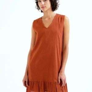 Vestido corto 100% algodón marrón