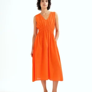Vestido midi 100% algodón naranja