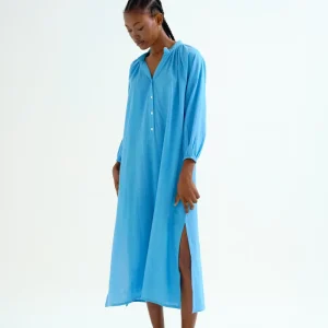 Kaftan largo azul con botones
