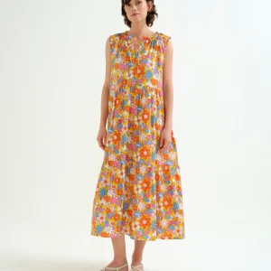 Vestido largo playero con estampado Bloom