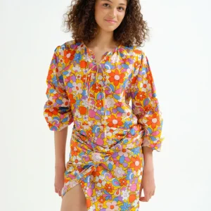 Top playero manga larga con estampado Bloom