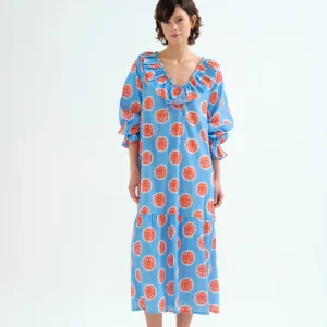 Vestido largo playero con estampado Red bloom flowers