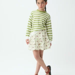 Jersey de niña rayas blanco y verde