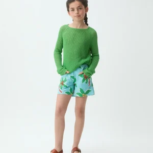 Jersey punto verde manga larga de niña