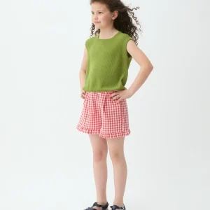Shorts de niña con estampado Vichy rojo