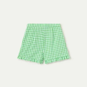 Shorts de niña con estampado vichy verde claro