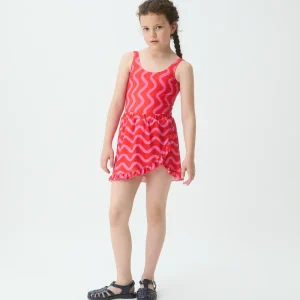 Falda corta pareo de niña con estampado Wave Red & Pink