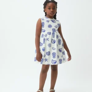 Vestido corto de niña 100% algodón estampado Lobster