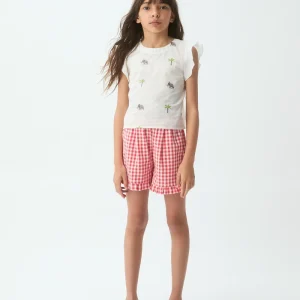 Top de niña con bordado Elephant & Palm Tree