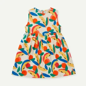 Vestido corto de niña con estampado Tutti Frutti Blanco