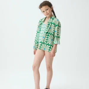 Camisa de niña con estampado Olive Flower Green