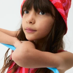 Gorro de niña con estampado Wave Red & Pink
