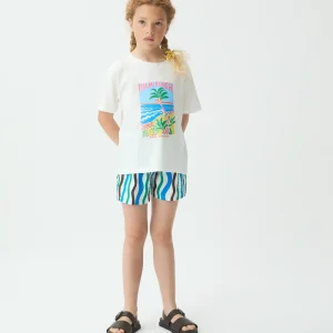 Camiseta de niña 100% algodón con estampado Palm Beach