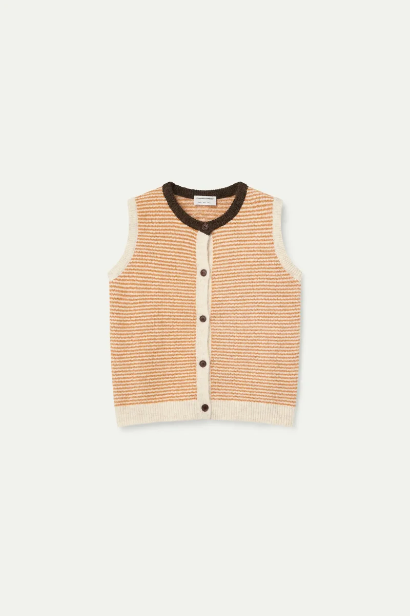 Chaleco de punto con estampado de rayas naranja y blanco - Imagen 7