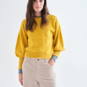 Jersey básico de punto amarillo