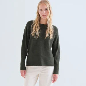 Jersey punto rayas verde oliva