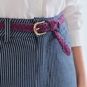 Cinturón tejido en piel sintética morado