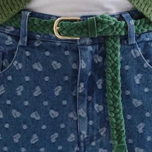 Cinturón tejido en piel sintética verde