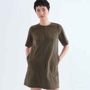 Vestido de pana verde oscuro