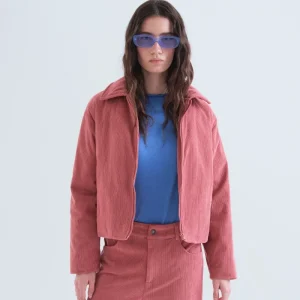 Chaqueta de pana rosa