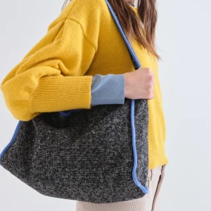 Bolso de hombro tweed negro