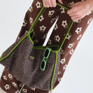 Bolso de hombro tweed marrón