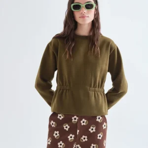 Sudadera con cintura ajustable verde oliva