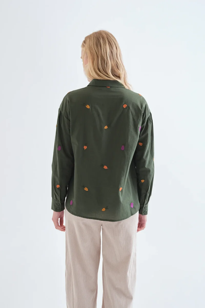 Camisa 100% algodón con bordados de vegetales - Imagen 3