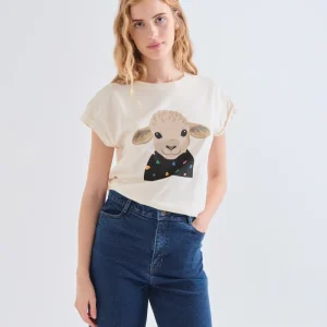 Camiseta 100% algodón con estampado de Oveja