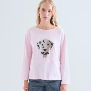 Camiseta 100% algodón rosa con estampado Dalmata