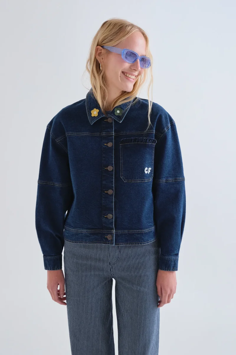 Chaqueta vaquera azul marino con bordado Euphonia - Imagen 2