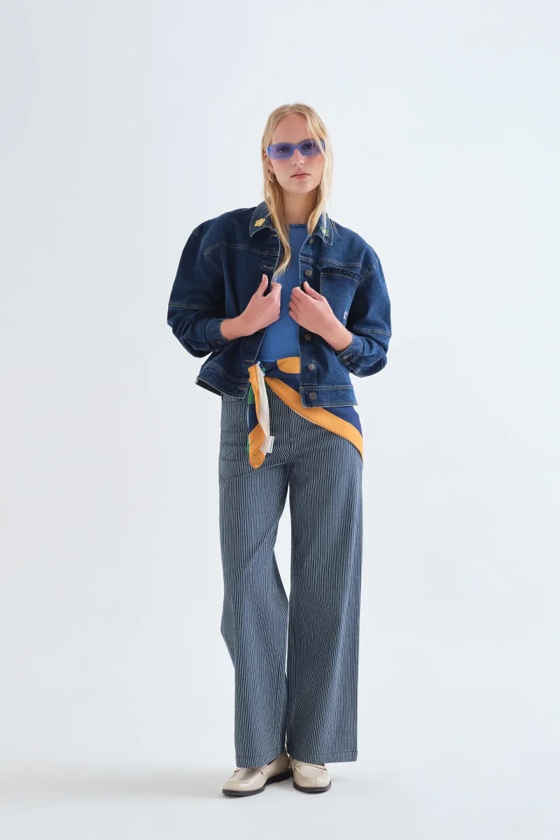 Chaqueta vaquera azul marino con bordado Euphonia - Imagen 5