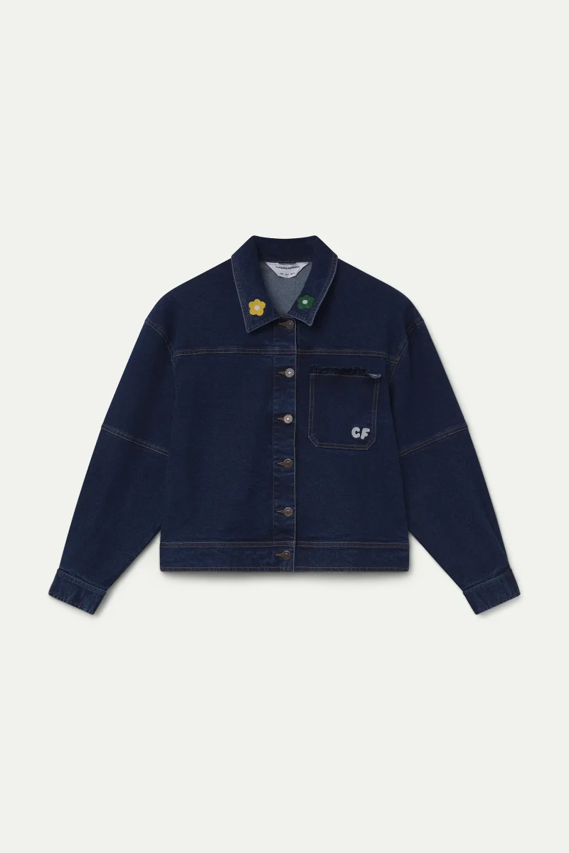 Chaqueta vaquera azul marino con bordado Euphonia - Imagen 7