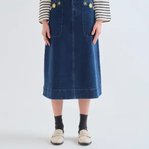 Falda midi mezcla algodón con estampado Euphonia