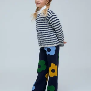 Cárdigan unisex con estampado de rayas blanco y azul