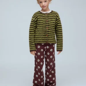 Cárdigan unisex con estampado de rayas verde y marrón