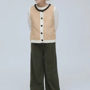 Chaleco unisex con estampado de rayas blanco y naranja