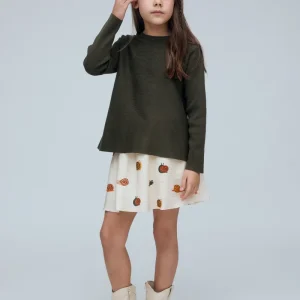 Jersey de niña mezcla algodón verde oscuro