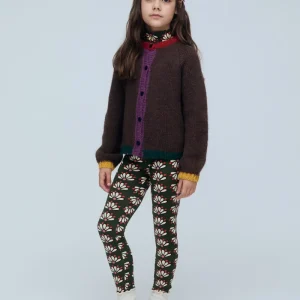 Cárdigan unisex marrón con detalles multicolor